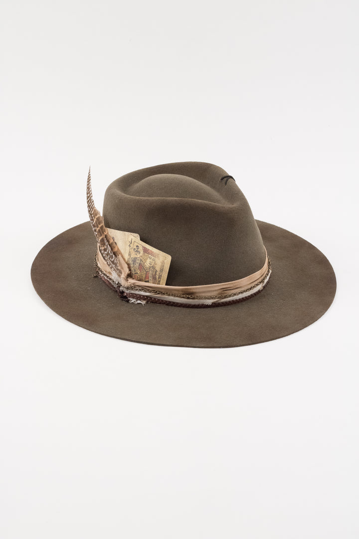 The Frankie Rancher - Wool Felt - Olive distressed