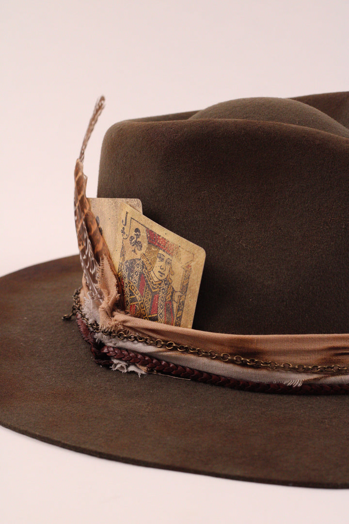 The Frankie Rancher - Wool Felt - Olive distressed