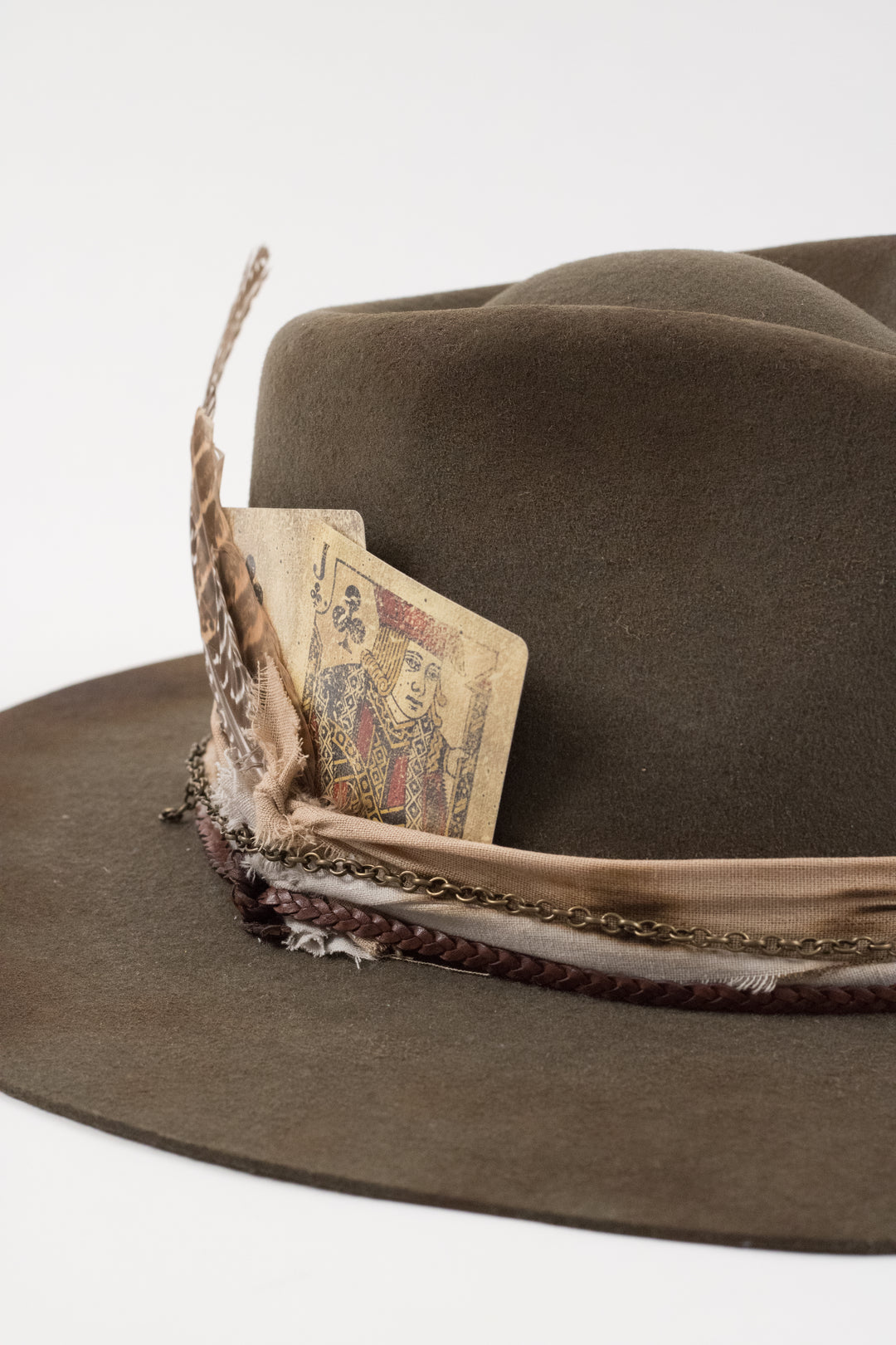 The Frankie Rancher - Wool Felt - Olive distressed