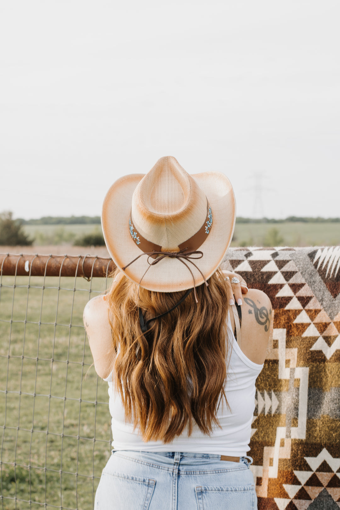 Ellie Cowboy Straw Hat - Tan with Caramel Band