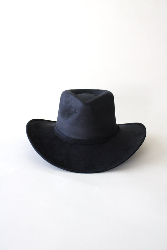 Amarillo Vegan Suede Cowboy Rancher Hat- Black