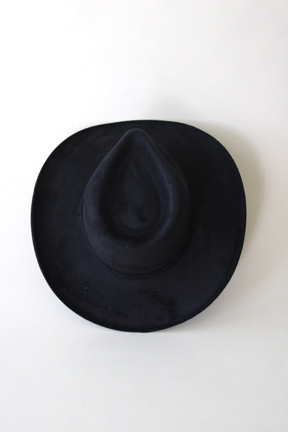 Amarillo Vegan Suede Cowboy Rancher Hat- Black