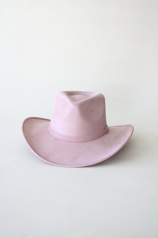 Amarillo Vegan Suede Cowboy Rancher Hat- Pale Dusty Rose