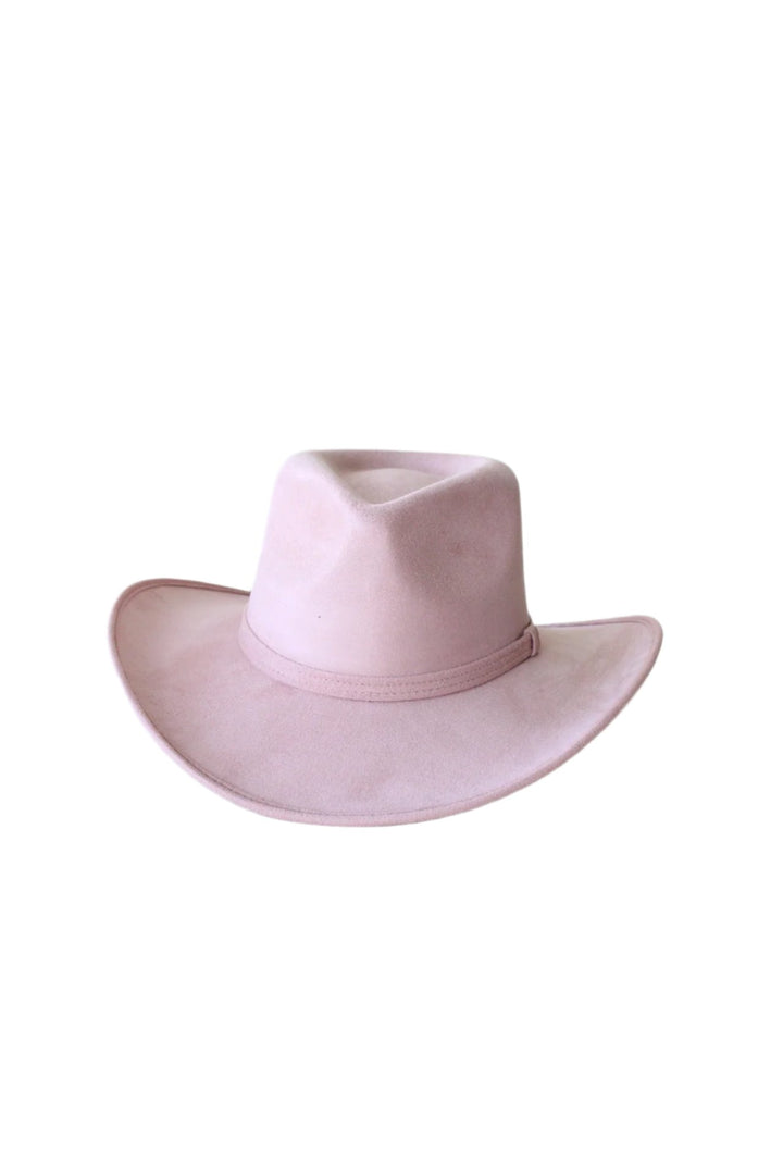 Amarillo Vegan Suede Cowboy Rancher Hat- Pale Dusty Rose
