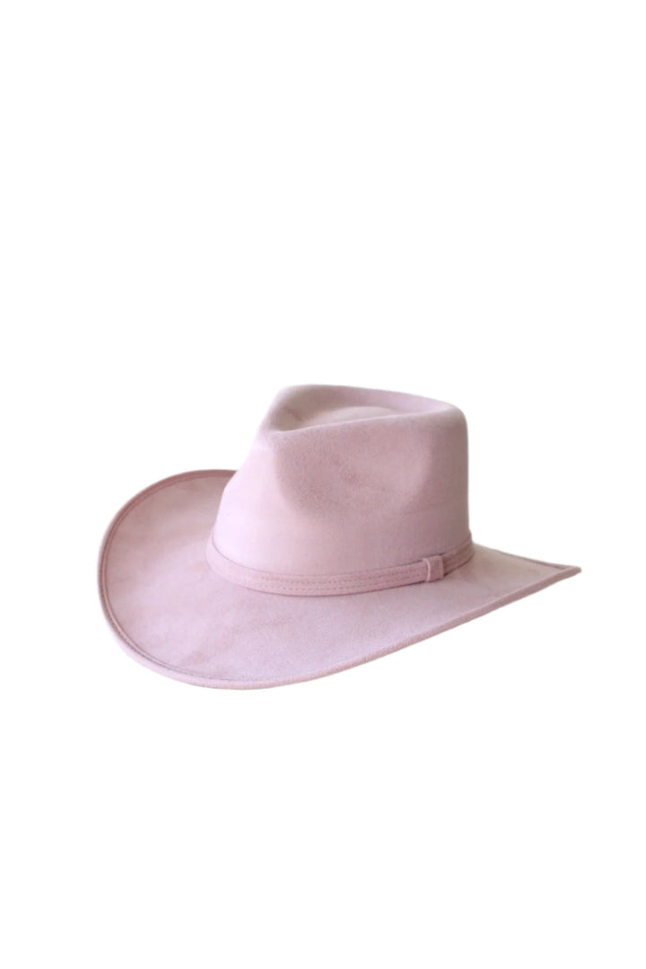 Amarillo Vegan Suede Cowboy Rancher Hat- Pale Dusty Rose