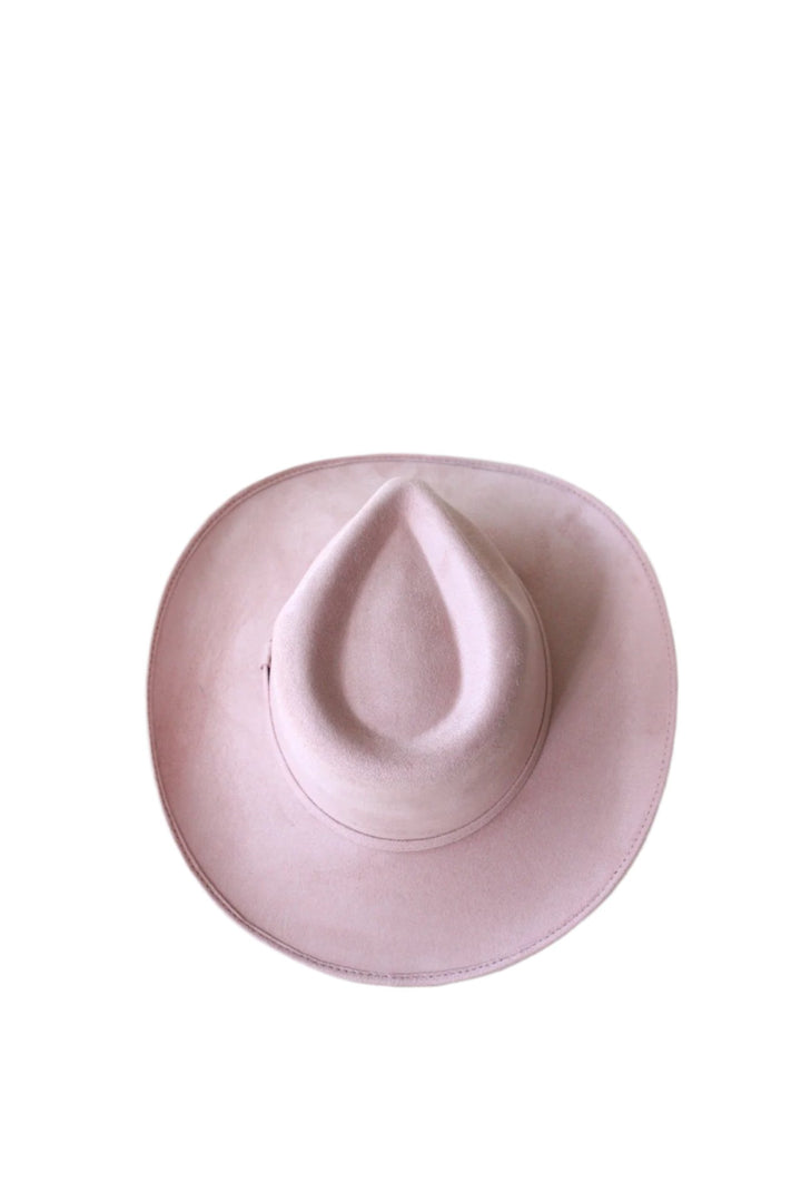 Amarillo Vegan Suede Cowboy Rancher Hat- Pale Dusty Rose