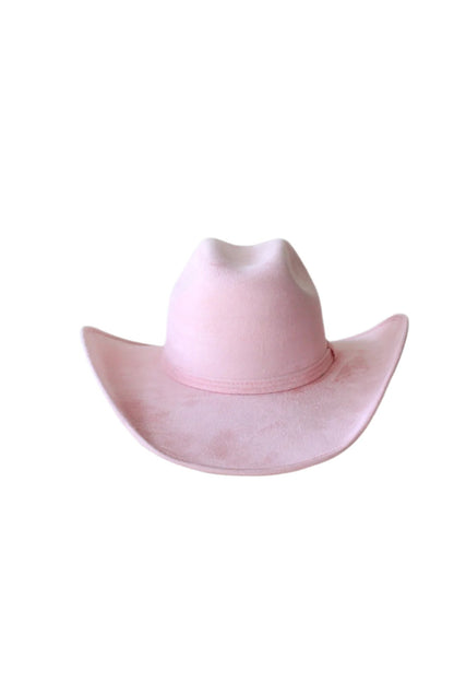 Austin Vegan Suede Cowboy Hat- Blush Pink w/o Band