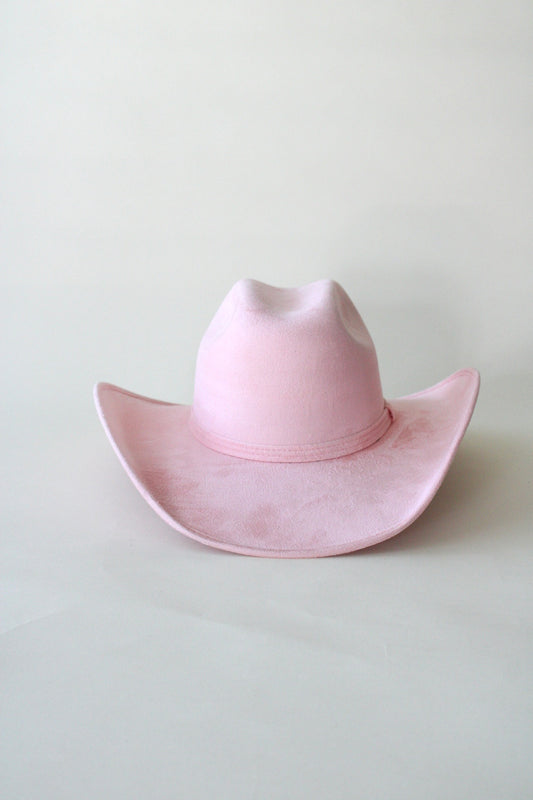 Austin Vegan Suede Cowboy Hat- Blush Pink w/o Band