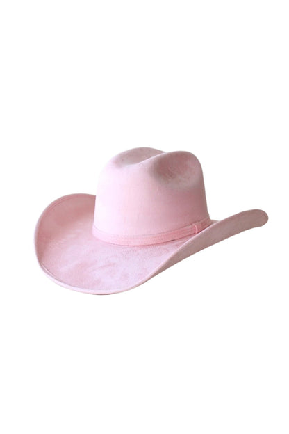 Austin Vegan Suede Cowboy Hat- Blush Pink w/o Band