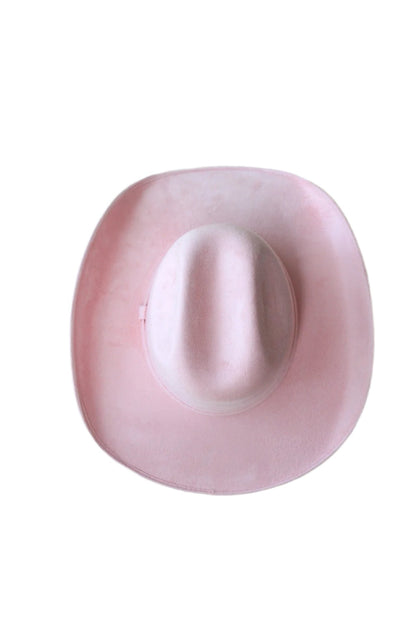 Austin Vegan Suede Cowboy Hat- Blush Pink w/o Band