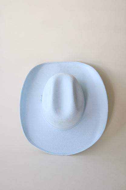 Austin Vegan Suede Cowboy Hat- Sky Blue w/o Band