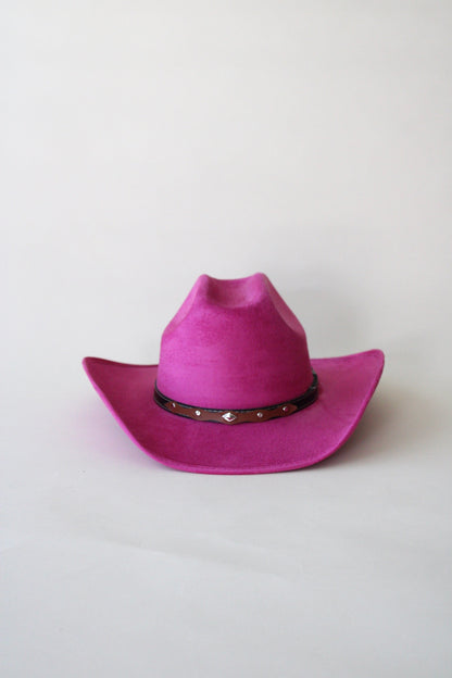 Texana Vegan Suede Cowboy Hat- Magenta