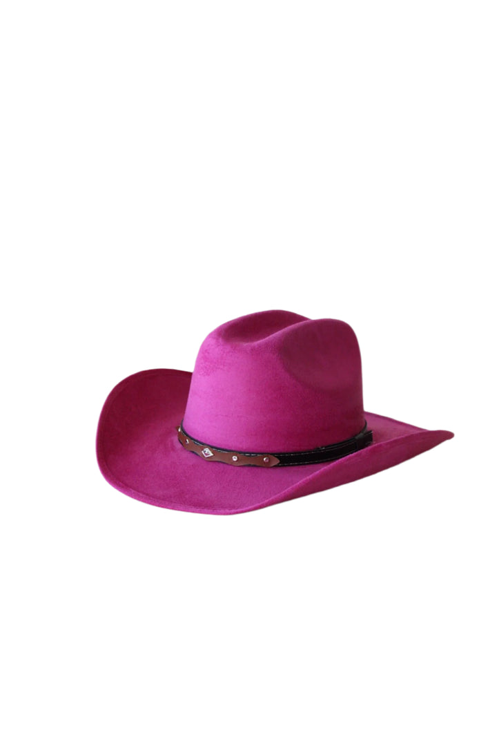 Texana Vegan Suede Cowboy Hat - Magenta