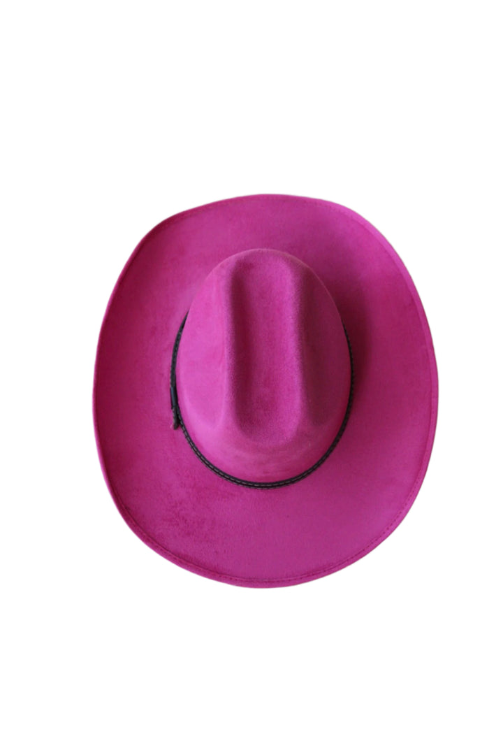 Texana Vegan Suede Cowboy Hat - Magenta