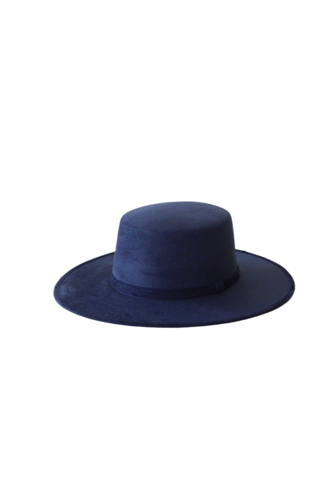 Vegan Suede Flat Top Hat-  Navy Blue
