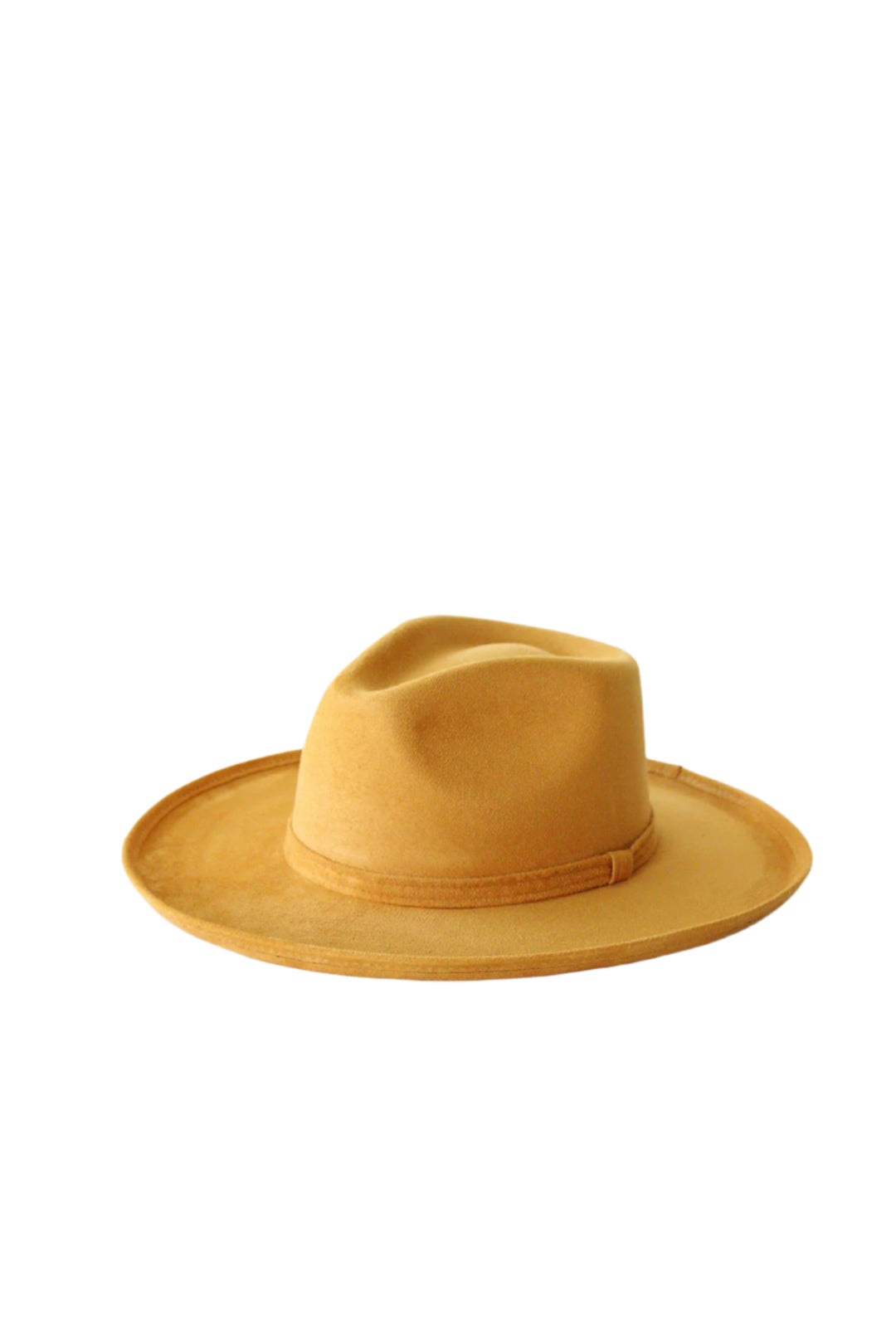 Vegan Suede Rancher Hat - Pencil Brim - Mustard