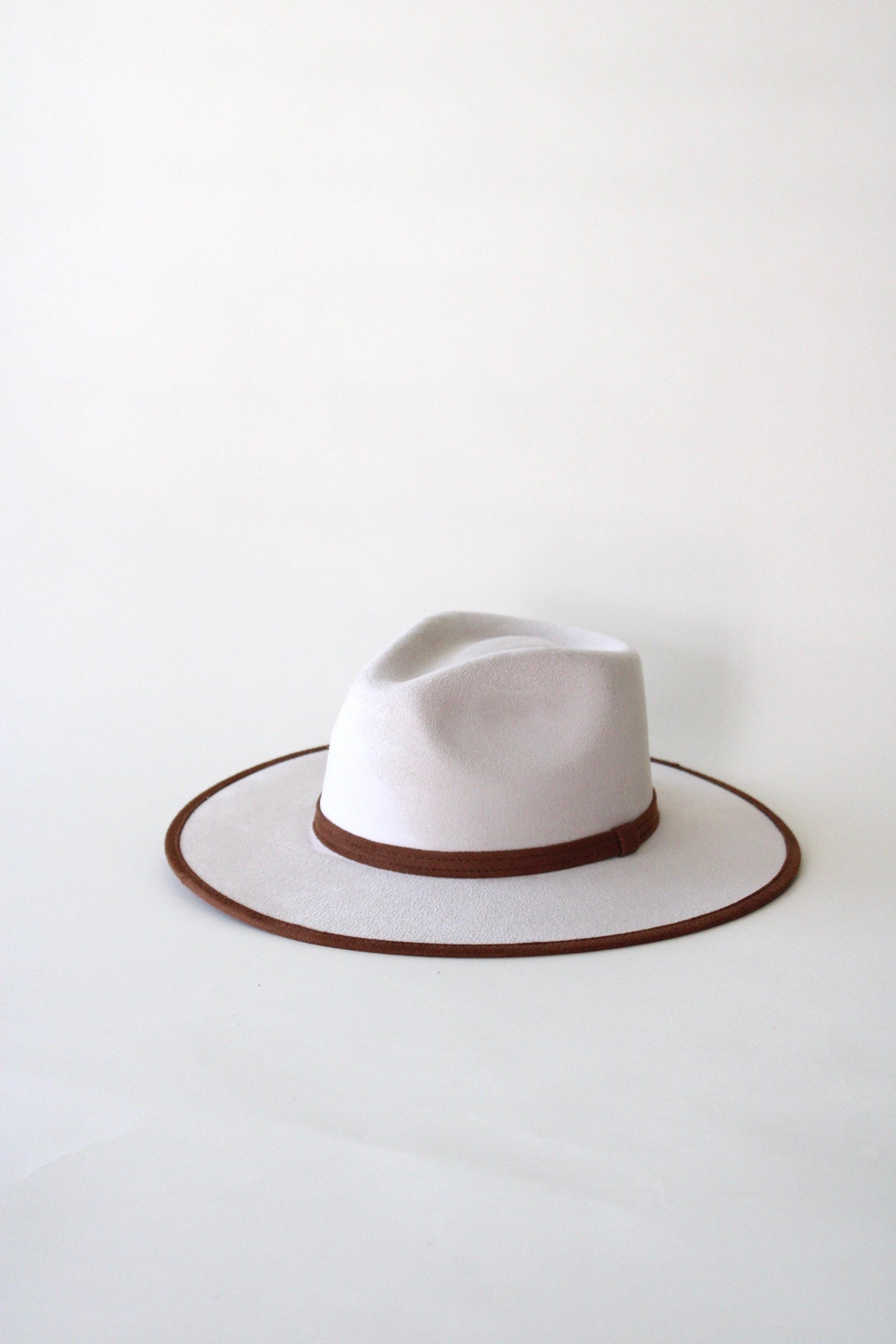 Vegan Suede Rancher Hat -Duo Tone - Ivory + Caramel