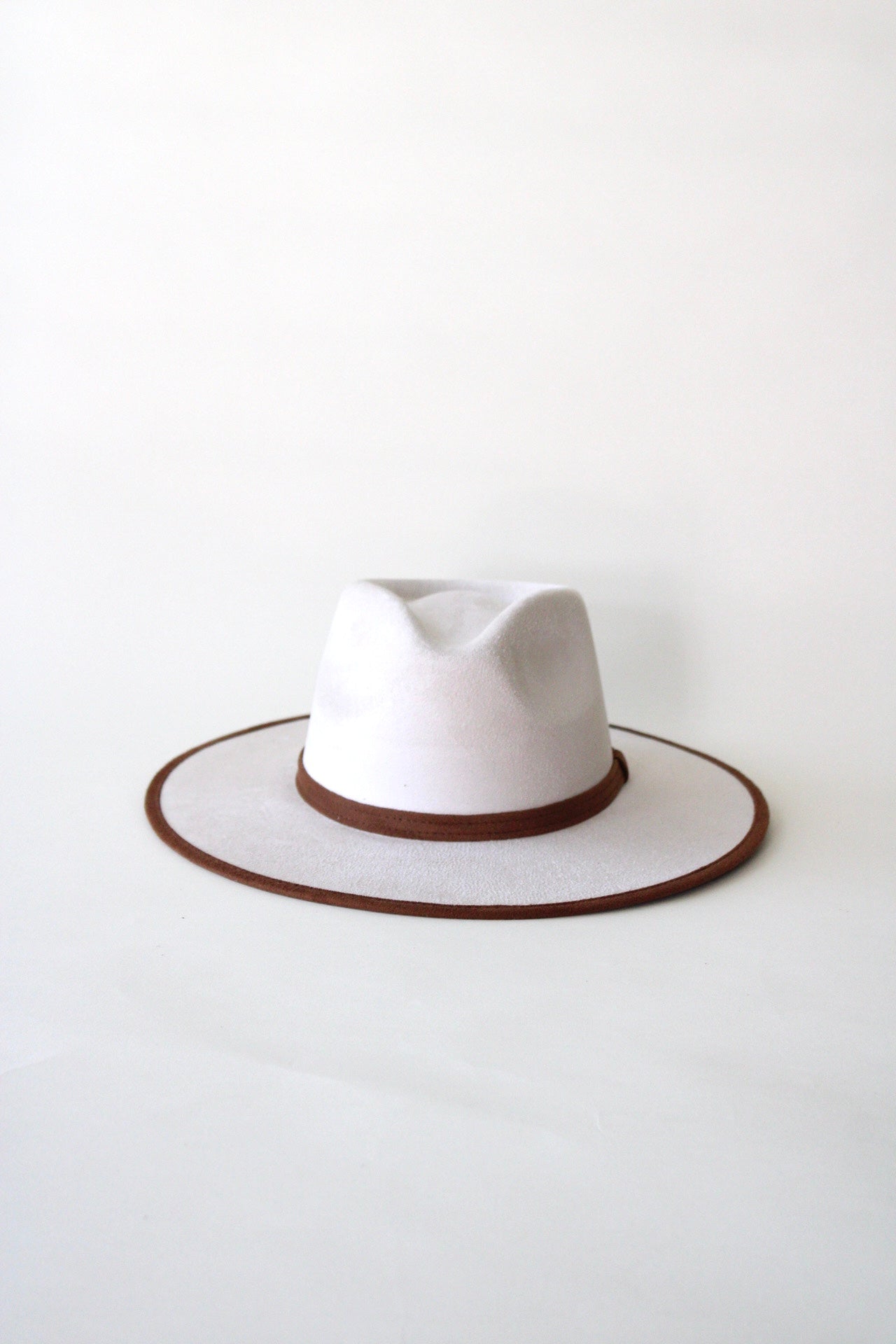 Vegan Suede Rancher Hat -Duo Tone - Ivory + Caramel