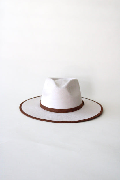 Vegan Suede Rancher Hat -Duo Tone - Ivory + Caramel