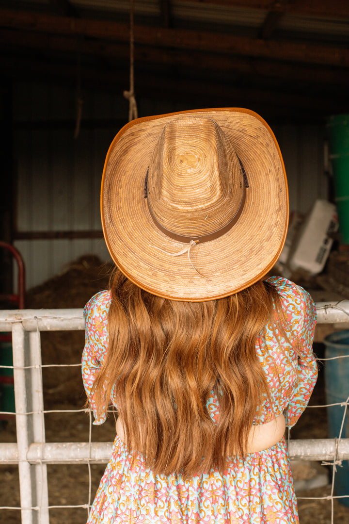 Red Rock Palm Leaf Mesa Cowboy Hat - Saddle Brown