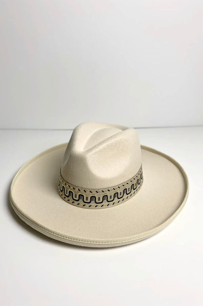 Myla Wool Felt rancher Hat Wide Brim - Ivory