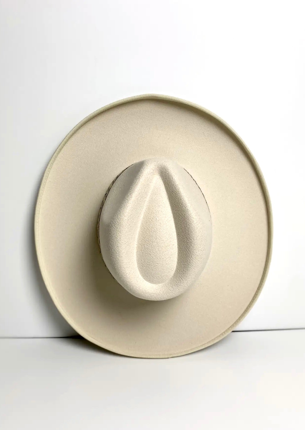 Myla Wool Felt rancher Hat Wide Brim - Ivory