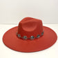 Jessie Wool Felt Wide Brim Rancher Hat - Coral Red