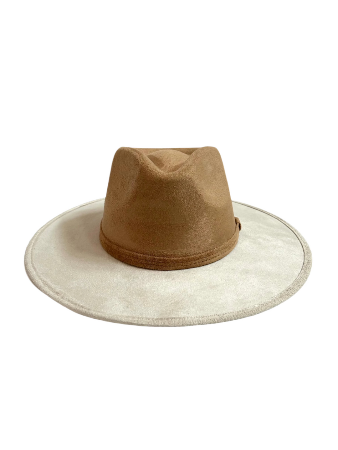 Vegan Suede Rancher Hat - Two Tone - Ivory + Cappuccino