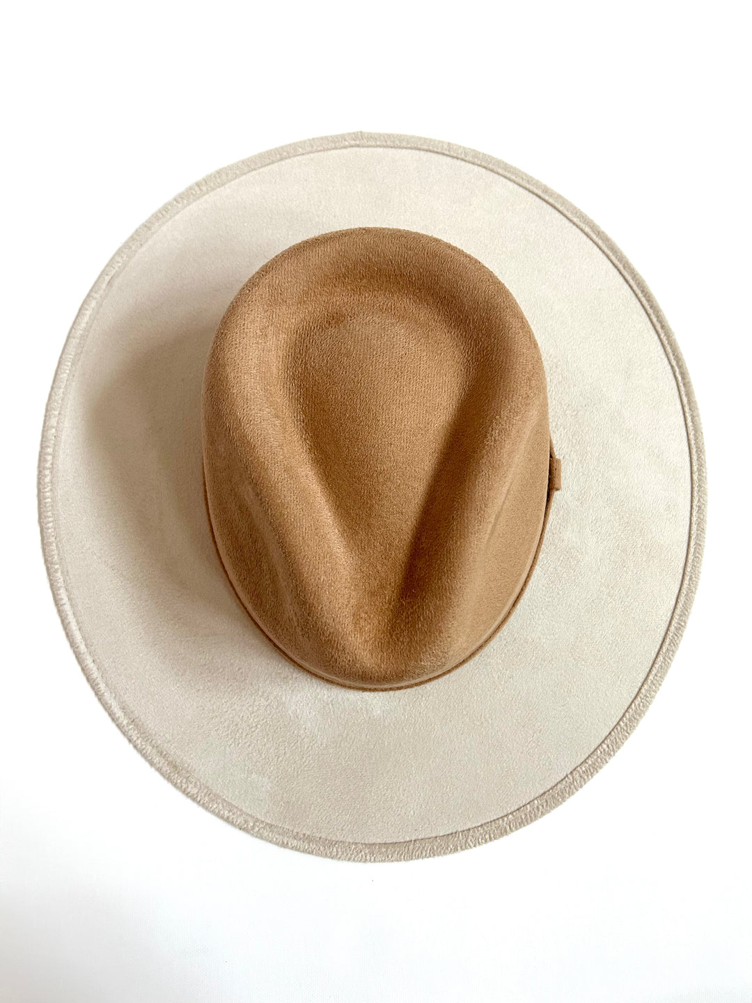 Vegan Suede Rancher Hat - Two Tone - Ivory + Cappuccino