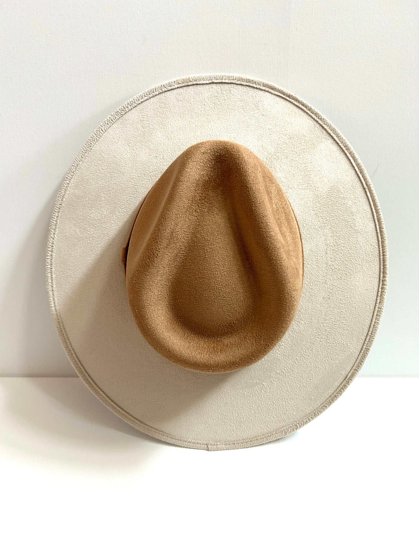 Vegan Suede Rancher Hat - Two Tone - Ivory + Cappuccino