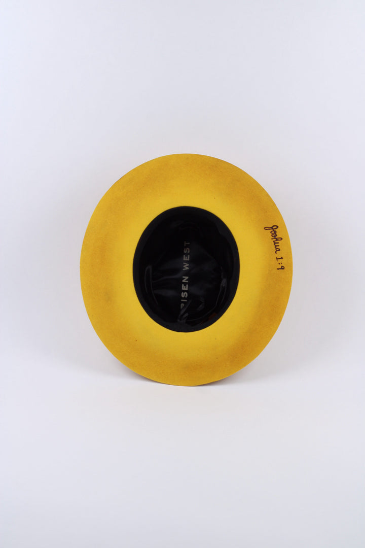 The Lainey Rancher - Wool Felt - Yellow Vintage Distressed