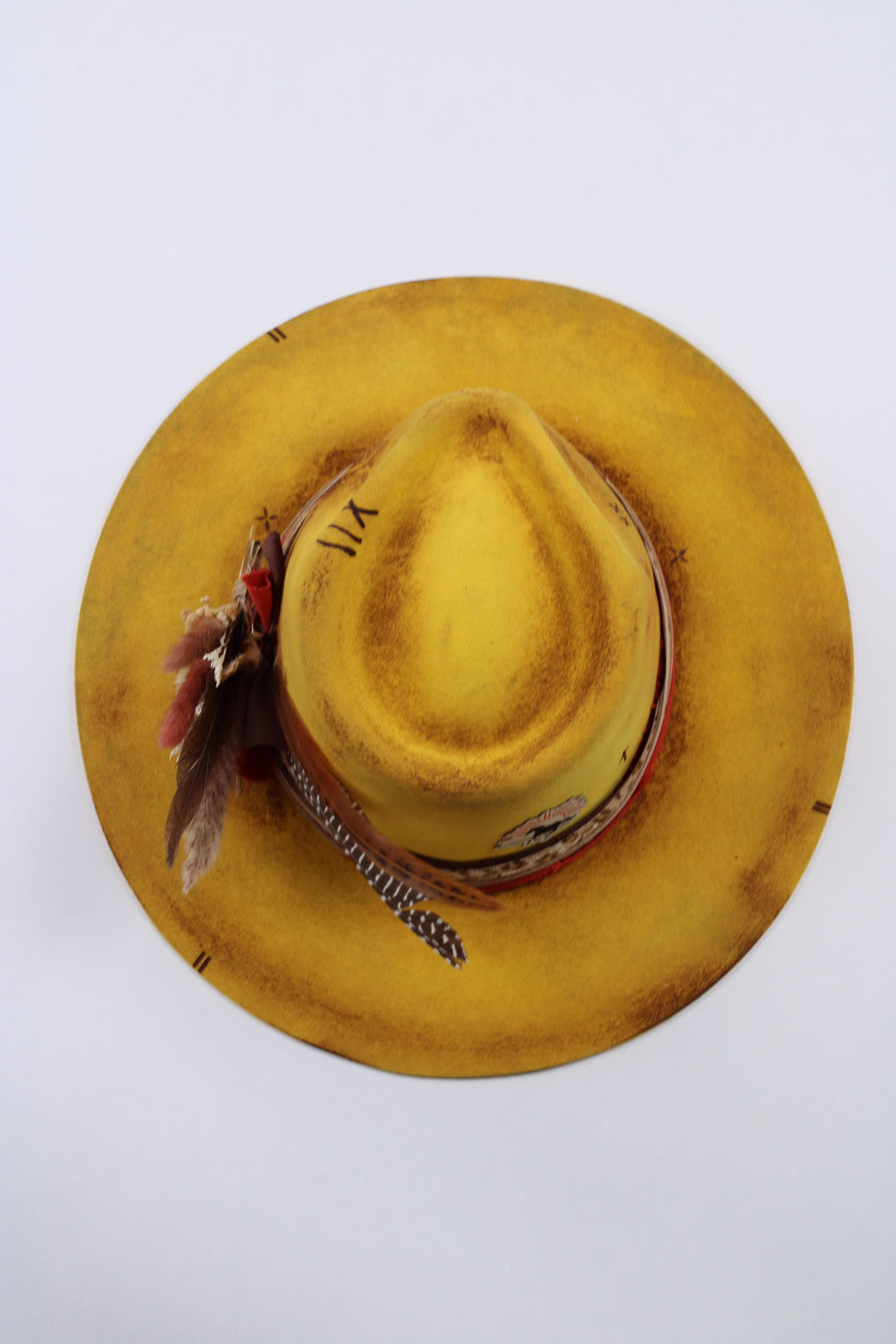 The Lainey Rancher - Wool Felt - Yellow Vintage Distressed