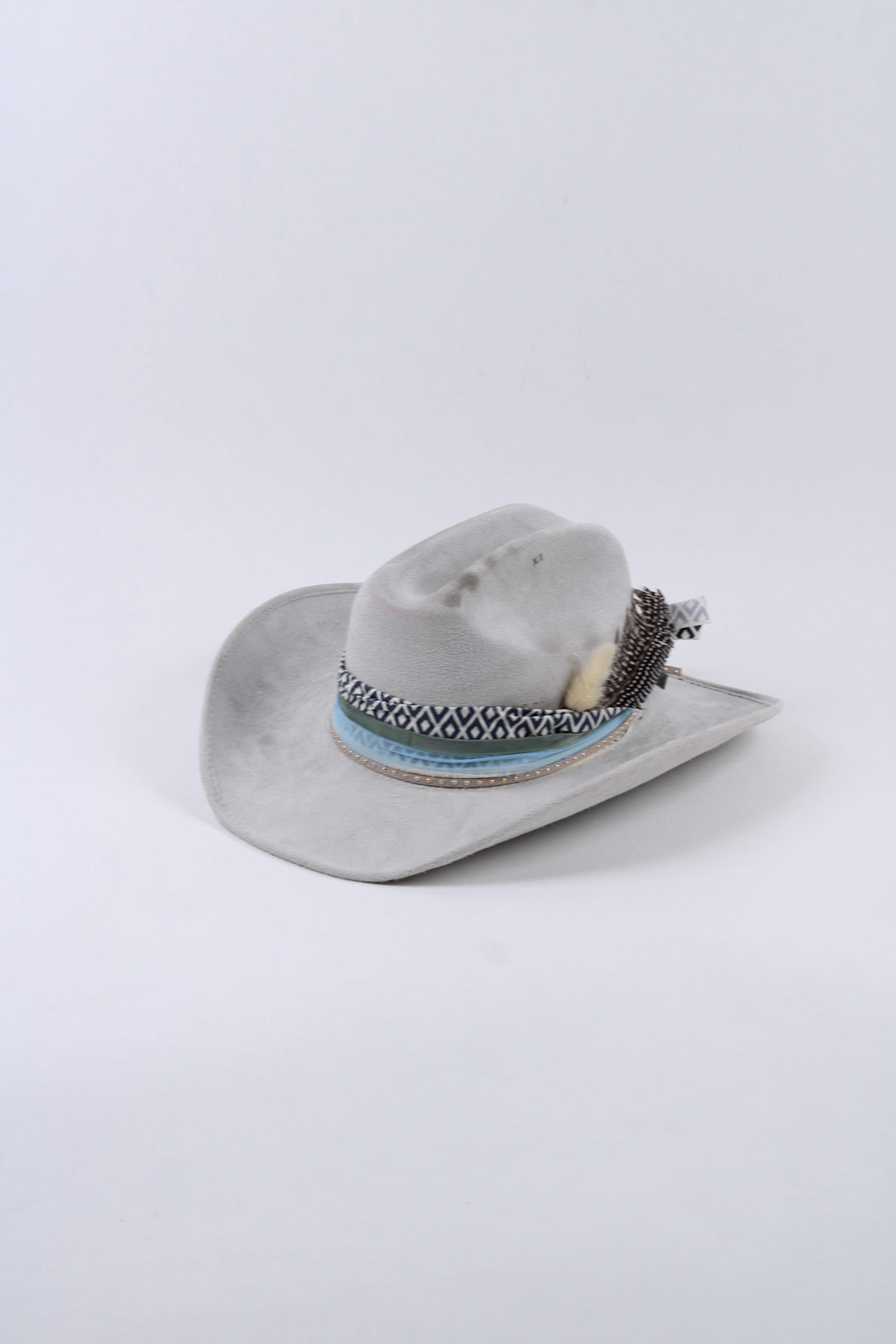 The Tess Texana Vegan Suede Cowboy Hat - Light Grey Custom
