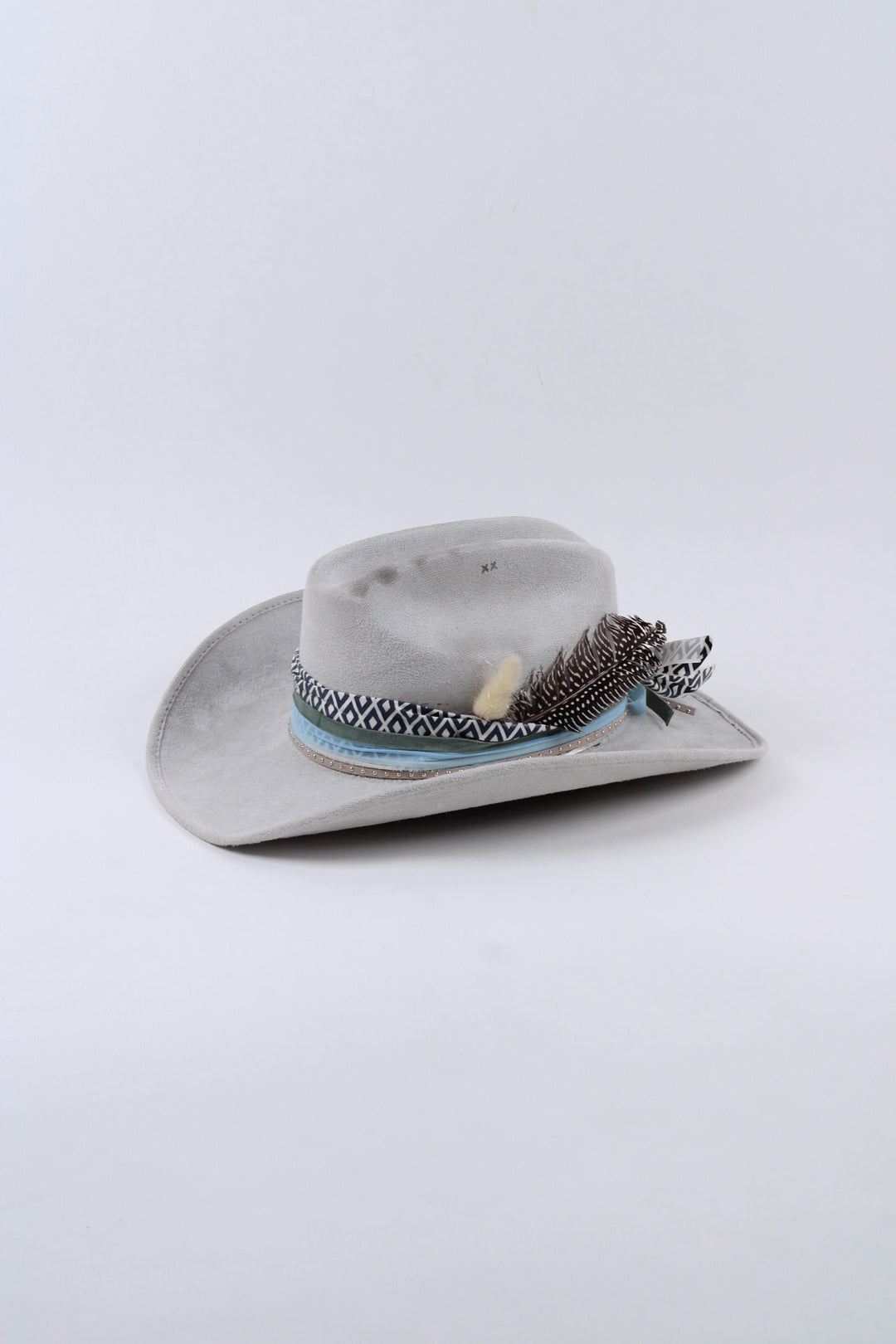 The Tess Texana Vegan Suede Cowboy Hat - Light Grey Custom