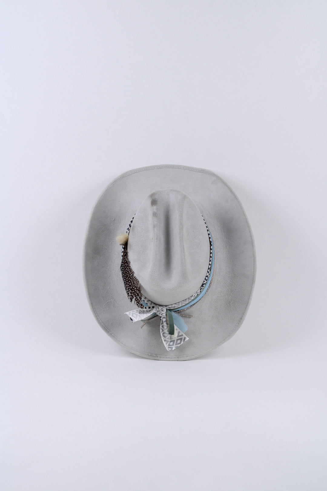 The Tess Texana Vegan Suede Cowboy Hat - Light Grey Custom