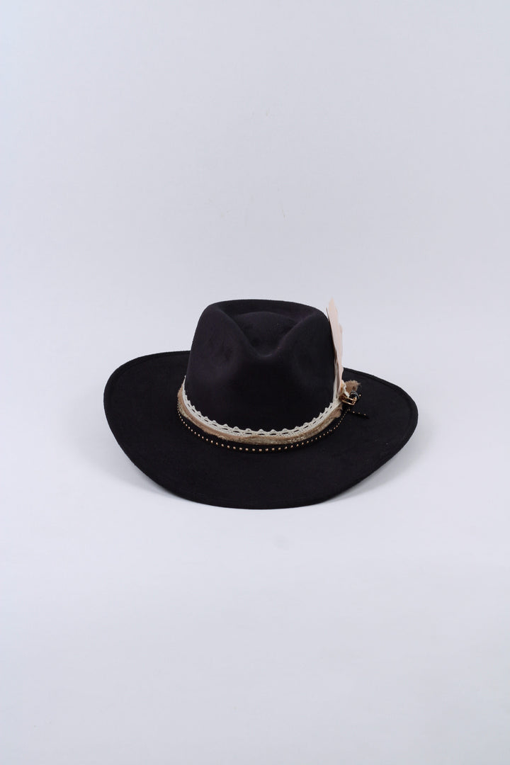 The Willow Vegan Suede Rancher Hat Black - Custom