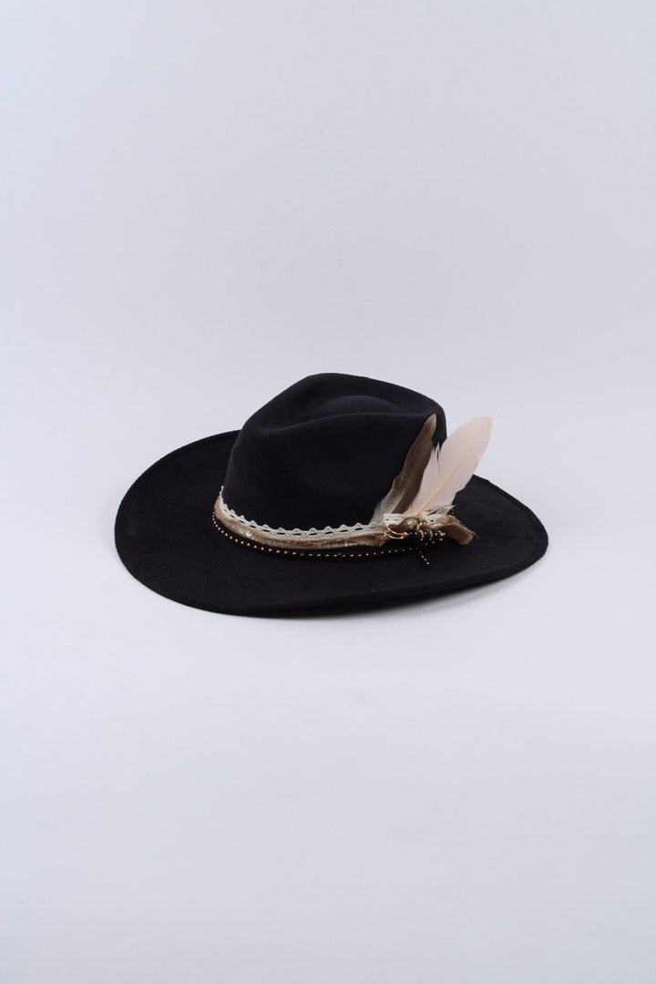 The Willow Vegan Suede Rancher Hat Black - Custom