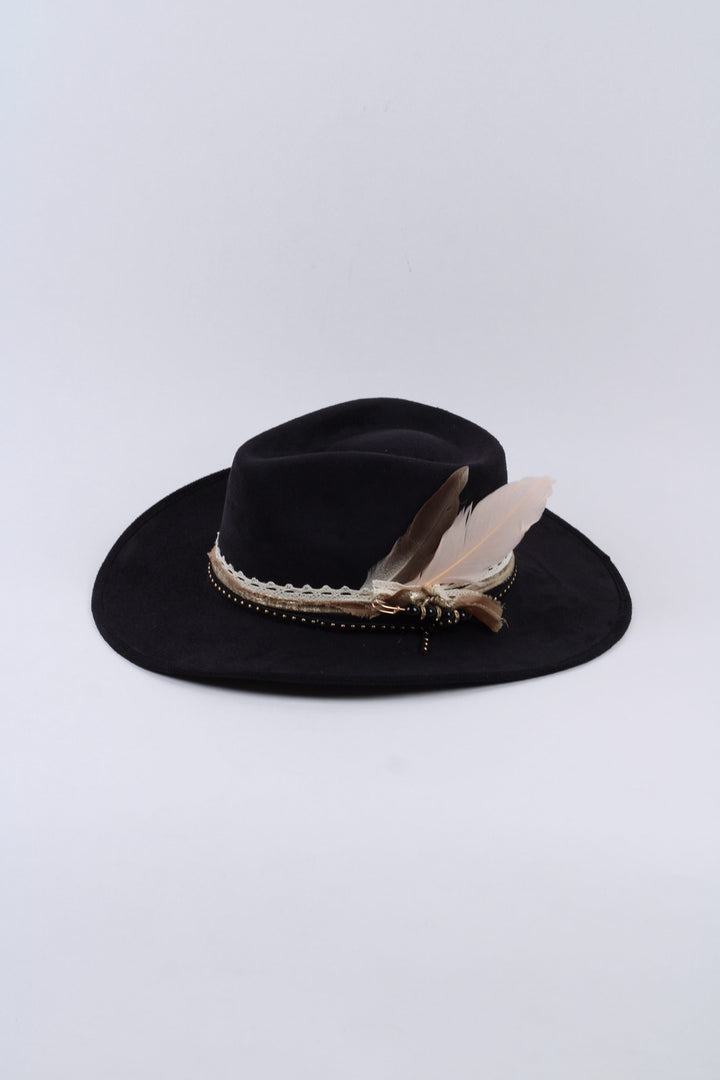 The Willow Vegan Suede Rancher Hat Black - Custom