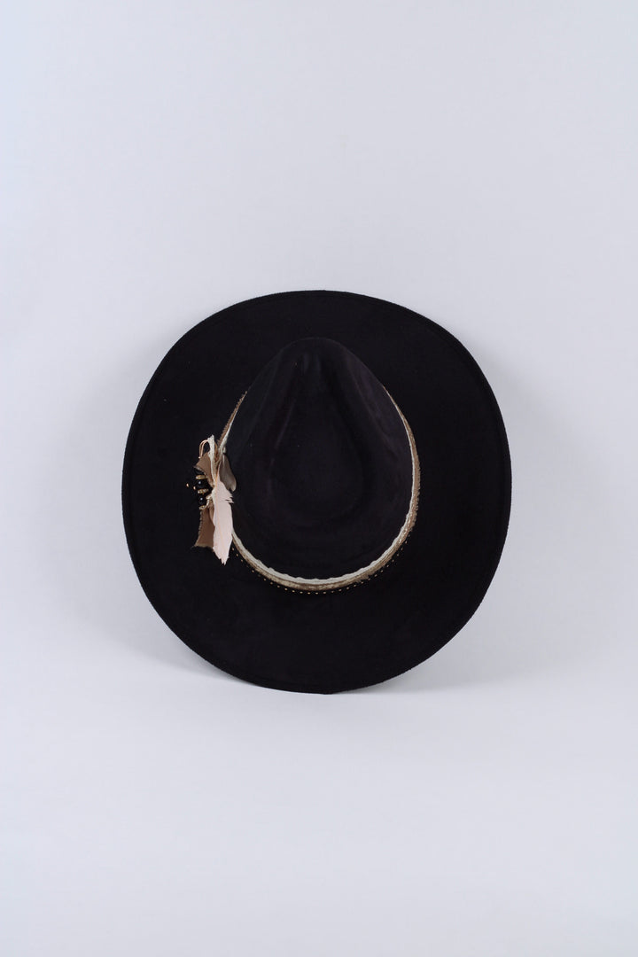 The Willow Vegan Suede Rancher Hat Black - Custom