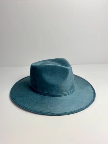 Vegan Suede Teardrop Hat- Peacock Blue