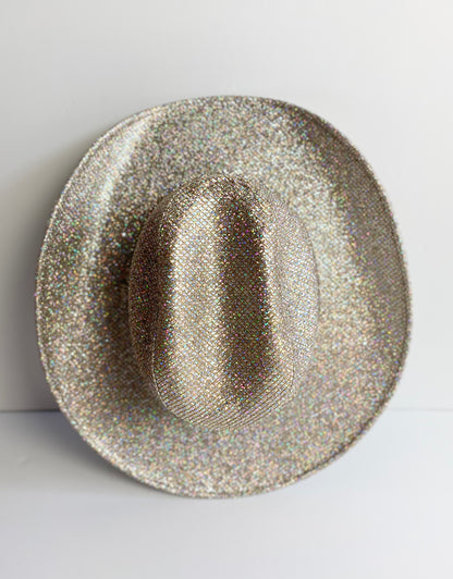 Western Cowboy Glitter Hat- Silver/Champagne