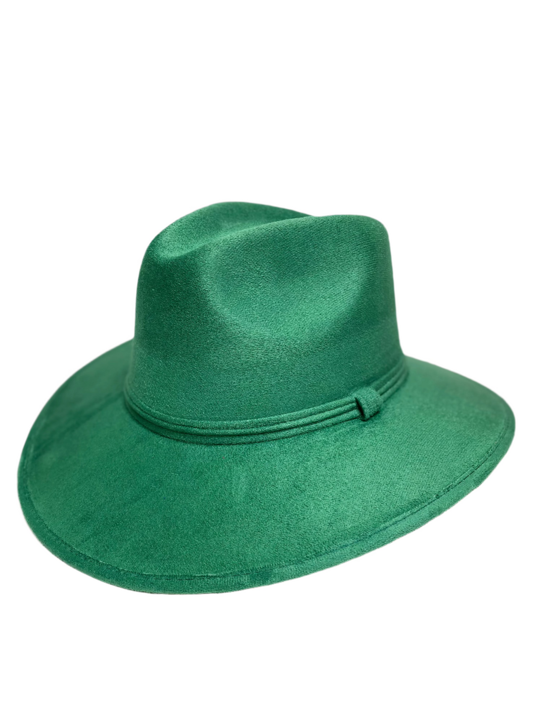 Vegan Suede Western Cowboy Fedora Hat- Jungle Green
