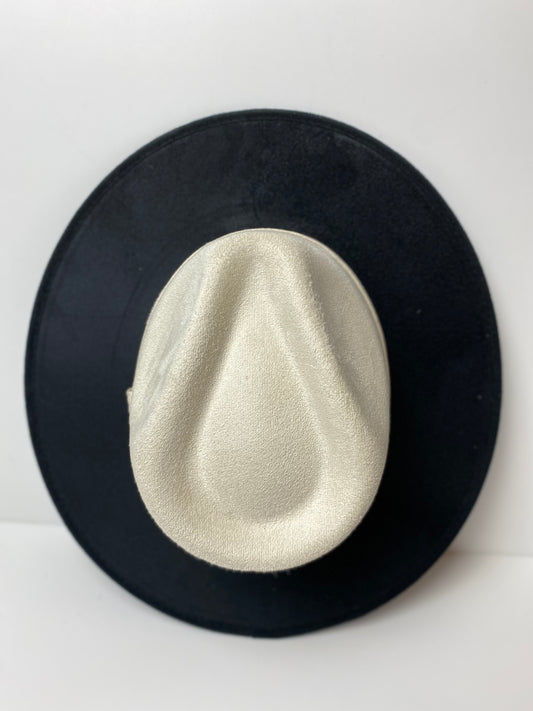 Vegan Suede Rancher Hat - Two Tone - Black + Ivory