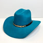 Austin Vegan Suede Cowboy Hat- Teal Blue