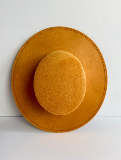 Vegan Suede Flat Top Hat- Mango