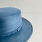 Vegan Suede Flat Top Hat- Denim Blue