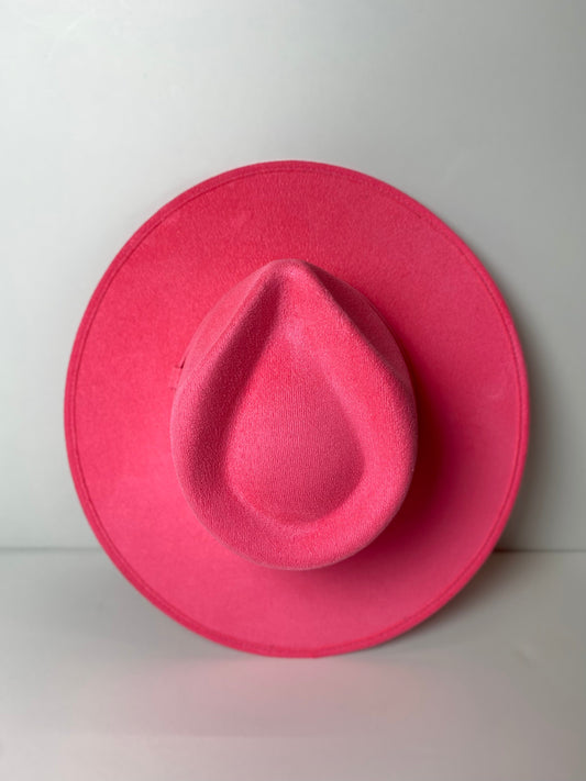 Vegan Suede Teardrop Hat- Barbie Pink