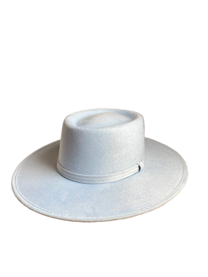 Vegan Suede Gambler Hat- Sky Blue