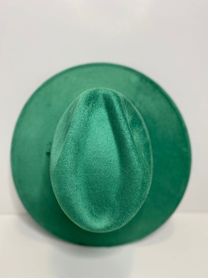 Vegan Suede Western Cowboy Hat- Jungle Green