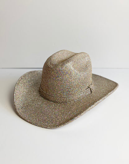 Western Cowboy Glitter Hat- Silver/Champagne